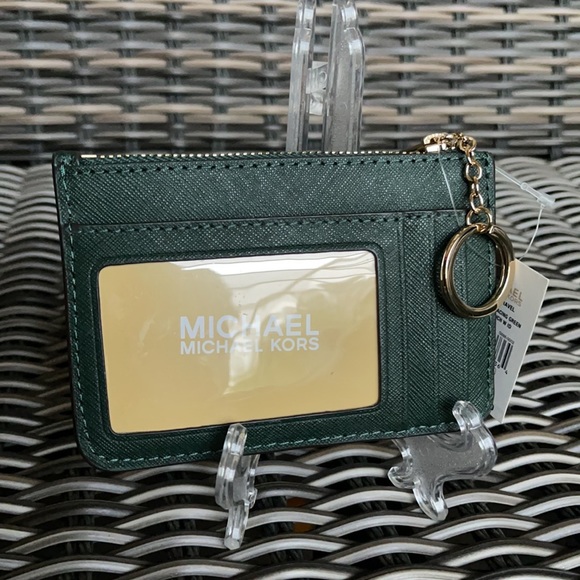 Michael Kors Jet Set Travel Small CoinPouch Wallet Racing Green - Picture 6 of 16